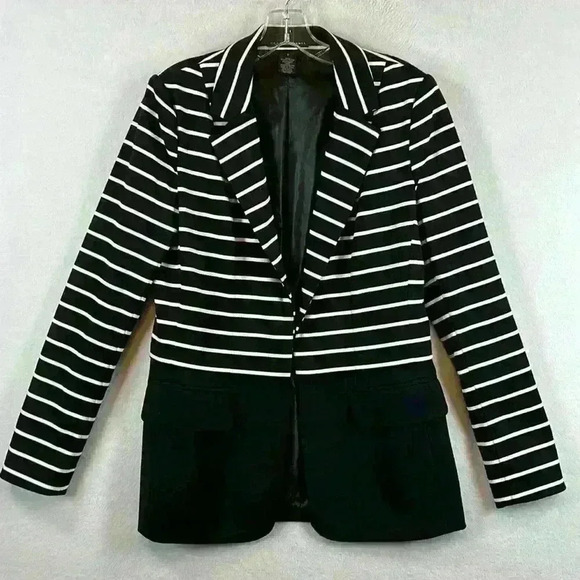 Grace Elements Jacket Women’s 6 Black White Stripes Professional - Picture 1 of 8